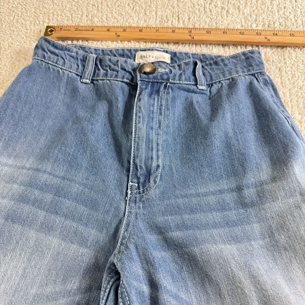 Salt + Soul jeans Womens Size Small High Rise Wide slouchy Leg Blue Cropped Boho